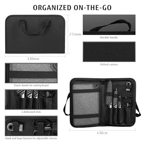 hecef Portable Kitchen Knife Set - Knife Bag & Cutting Board Kit — view 2