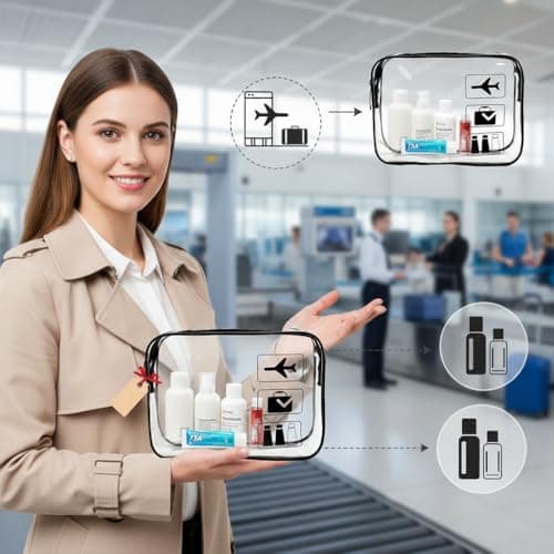TSA Approved Clear Toiletry Bag 2 Pack - PVC Waterproof Travel Cosmetic Organizer, Airport Security Liquid Bags for Women & Men — view 5