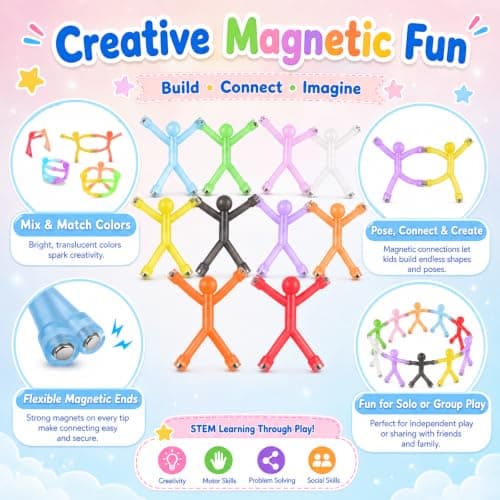 KASURE 20PCS Magnetic Men Fidget Toys for Kids, Magnetic Fidget Travel Toys — view 3