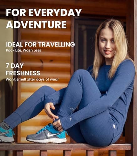 100% Merino Wool Base Layer Womens Set - Thermal Underwear Womens + Socks (Small, 250 Charcoal Grey) — view 5