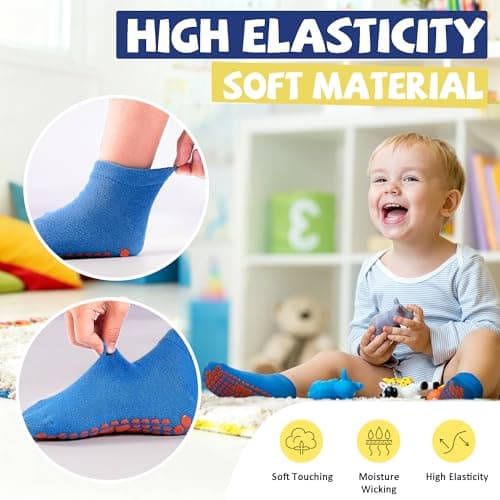 HYCLES Kids Non-Slip Ankle Socks - 6 Pairs (Unisex, 10-13 Years, Black/Navy, 12 Count) — view 4