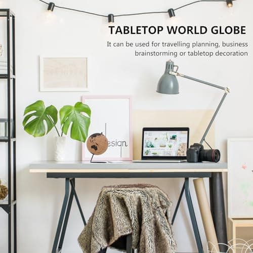 UPKOCH Cork Globe with Stand Desktop World Globe Decor Tabletop World Map Ornament for Office and Home Educational Geography Study Display 7.87 in — view 5