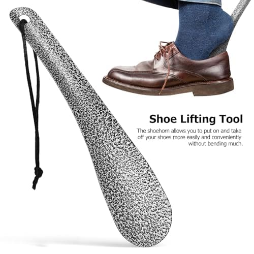 DOITOOL 19cm Metal Shoe Horn Portable Shoe Wearing Helper 2pcs Black — view 3