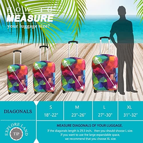 Explore Land Travel Luggage Cover Suitcase Protector Fits 23-26 Inch Luggage (Geometry, M) — view 5