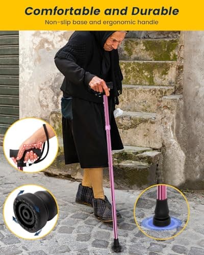 Walking Stick for Women, Adjustable Folding Walking Sticks for 5.2FT-6.1FT Ladies, 5-Section Different Size Collapsible Cane for Elderly — view 4