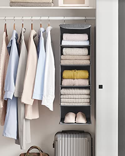 SONGMICS Hanging Wardrobe Storage Organiser, Foldable — view 4