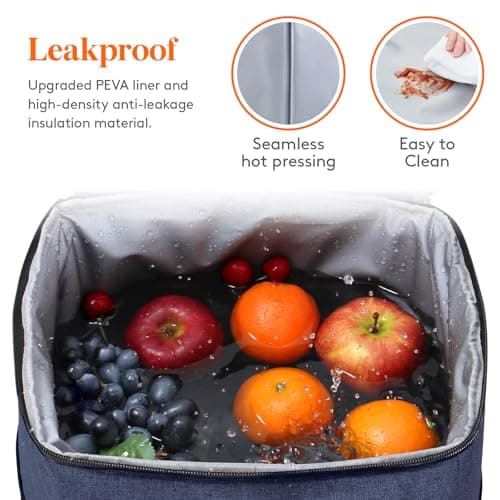 Lifewit 21L 30-Can Soft Cooler Backpack Bag with Hard Liner, Large Insulated Picnic Lunch Box Soft-Sided for Camping/BBQ/Family Outdoor Activities, Dark Blue — view 4