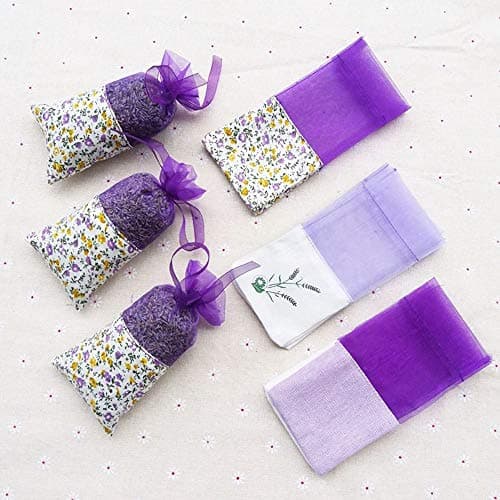 GLOBALDREAM 24 Pieces Lavender Bags Sachet Empty Bags Purple Drawstring Gauze Cotton for Lavender, Spice and Herbs — view 4