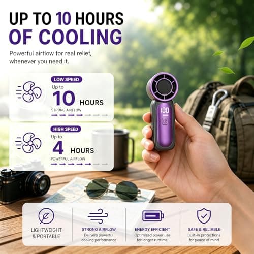 Miuahe Mini Handheld Fan, Ultra Portable Rechargeable Pocket Fan, Powerful USB-C Personal Fan with 6 Speeds, Lightweight Small Fan for Travel, Outdoor, Office — view 5