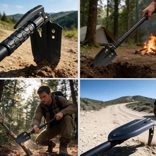 Folding Survival Shovel 26 IN, 50# High-Carbon Steel Entrenching Tool for Camping, Firefighting, Garden, Hunting, Hiking, Fishing, Car Emergency, Gifts for Men — view 6
