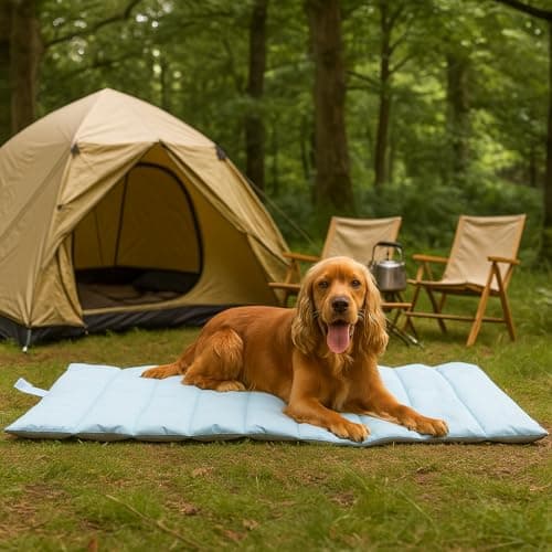 pet wiz Water-Resistant Travel Mat for Dogs – Lightweight, Roll-Up Pet Bed with Carry Case | Durable 420D Oxford Fabric | 110 x 68cm | Ideal for Car, Camping & Outdoor Use (Orange) — view 2