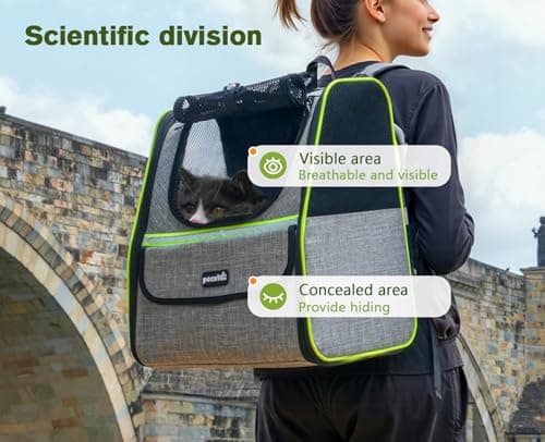 Pecute Cat Backpack Carrier, Small Dog Backpack Carrier, Grey — view 3