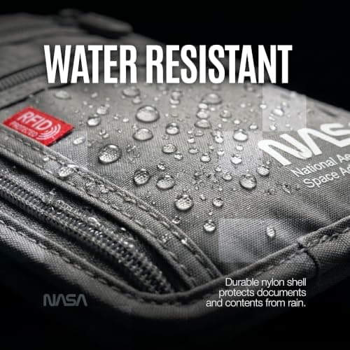 NASA Neck Wallet for Travel, RFID Blocking Passport Holder (Lunar Grey) — view 5