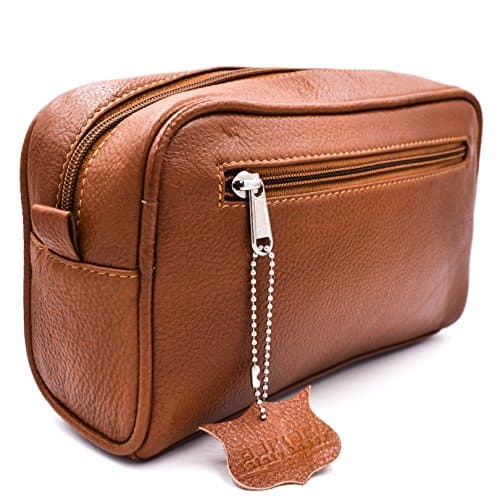 Parker Safety Razor S Handmade Saddle Leather Travel Toiletry Bag Dopp Kit for Men Brown