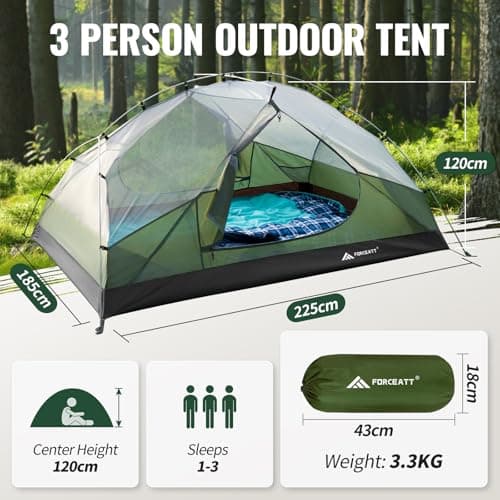 Forceatt Camping Tent,2-3 Man Tent for Outdoor PU3000mm Waterproof Tent Lightweight & Portable easy set up for Hiking Backping Eurohike — view 3
