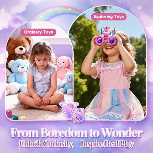Binoculars Kids with Bird Watching Guide, Unicorn Gifts for Girls Age 3-9, Kids Outdoor Garden Toys for 3 4 5 6 7 Year Old Girls, Birthday Present for Girl Explorer Camping Toy for Nature Exploration — view 4