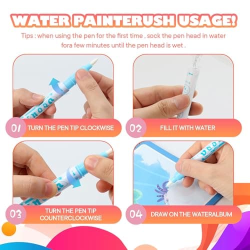 5 Pack Reusable Water Coloring Book for Toddlers, Water Doodle Book Toys, Paint with Water Books,Mess-Free Coloring Book, Portable Educational Doodle Drawing Toy, Educational Learning Kits Gifts — view 2