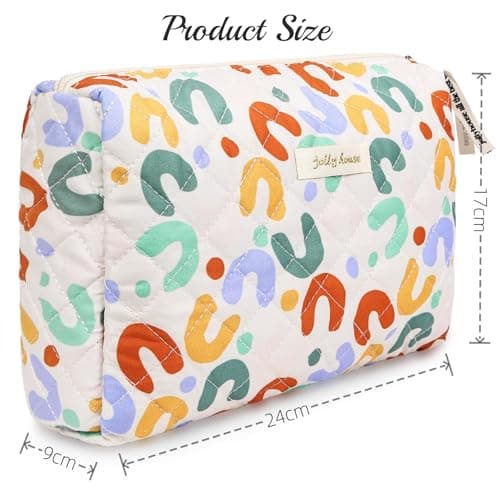Aucuu Cotton Makeup Bag, Portable Travel Cosmetic Bag, Large Capacity Floral Toiletry Bags, Quilted Wash Bags Organizer for Women Girls — view 2
