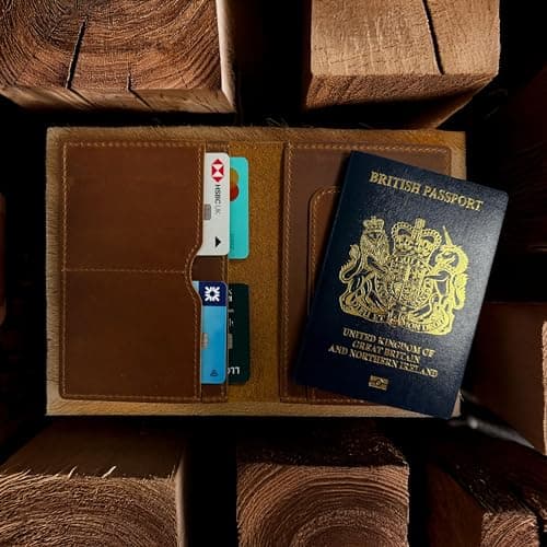 Cotswold Wears Personalised Leather Passport Holder, Premium Genuine Leather Travel Wallet with Card Slots, Slim Passport Cover Travel Organiser Gift for Men & Women — view 6