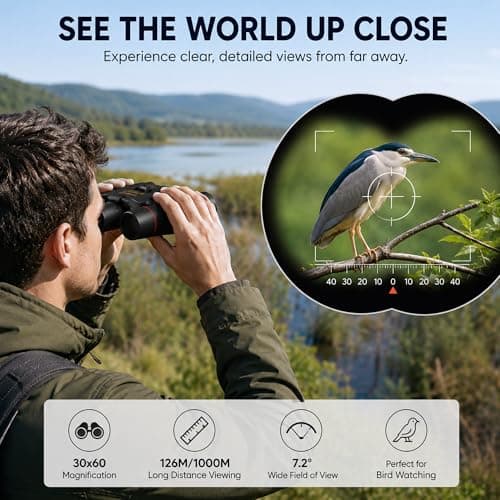BML Compact Folding Binoculars Pocket Size Mini Travel Binoculars 30x60 for Bird Watching Hiking Camping Concerts Sports Theatre Outdoor Travel and Wildlife Viewing — view 4