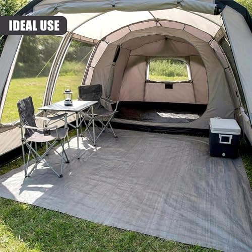 GEEZY Breathable Camping Floor Mat Awning Carpet - 250x300cm Grey Tent Groundsheet for Caravan, Motorhome & Gazebo - 140gsm UV Stabilised, Easy Clean Outdoor Rug with 4 Pegs Included — view 2