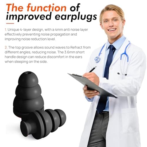 Silicone Ear Plugs 10 Pairs, 33dB Noise Cancel for Sleeping, Reusable Black — view 6