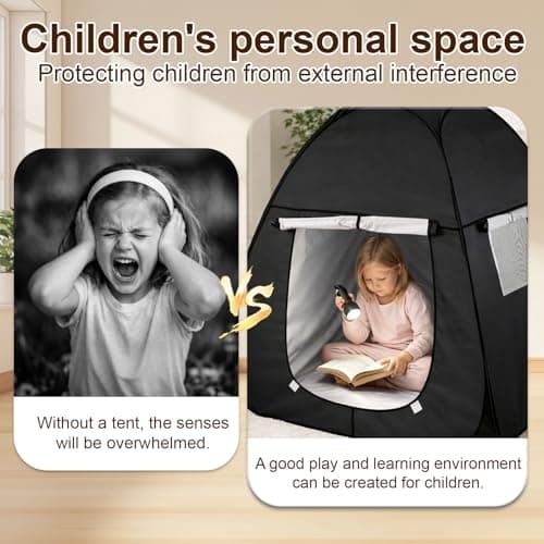 Sensory Tent - Foldable Blackout Pop Up Play Tent for Kids, Indoor Play & Relaxation Space for Reading, Supports Focus & Calm, with Storage Bag — view 6
