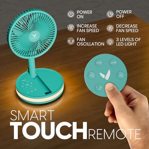VENTY Portable Fan - Wireless Battery Operated Fan - 4 Speeds - LED Lighting - Carry Case & Remote Control - Cruise Travel - Outdoor Travel RV Power Bank With USB-C Port (Mint with Case) — view 4