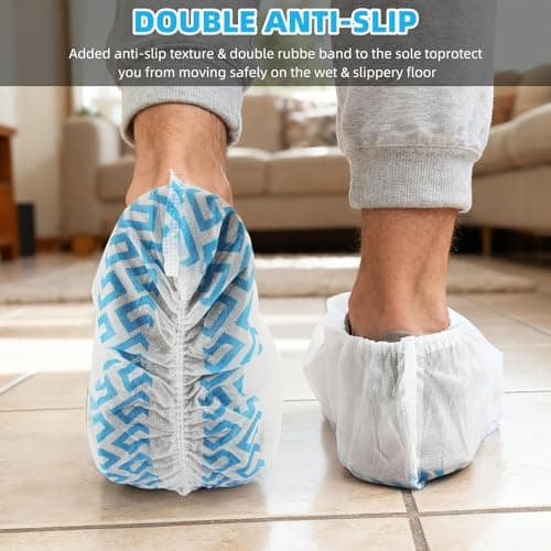 WUJUN Disposable Shoe Covers,Boot Cover,White,100 Pack (50 Pairs) — view 6