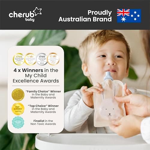Cherub Baby Reusable Yogurt Pouches 5 Pack 150ml Leakproof Freezer Safe BPA-Free Squeeze Bags for Toddler — view 2