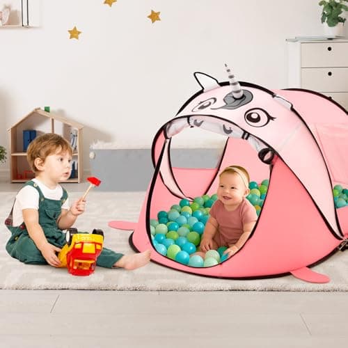 Trintion Pop-Up Play Tent 180x96x81 cm – Indoor & Beach Children's Tent with UV Protection & Waterproof Material – Foldable Baby Beach Tent with Carrying Bag – Playhouse Gift for Christmas (Pink) — view 6
