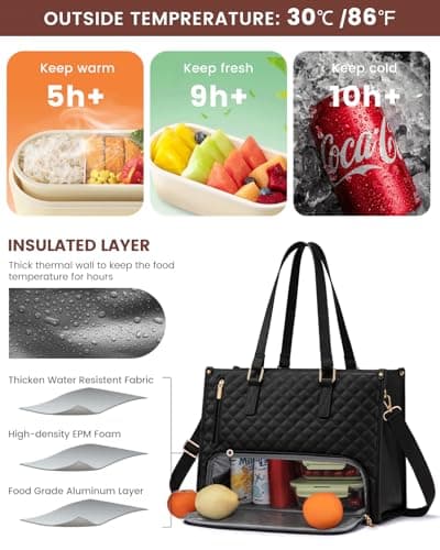 LOVEVOOK Laptop Work Bags for Women with Insulated Lunch Compartment — view 4