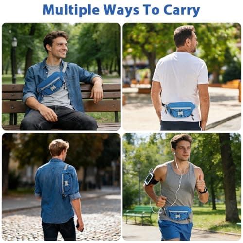 AOOHA Bum Bag Fanny Pack,Waist Bag,with Adjustable Belt,with Multi Pockets,with RFID Blocking Anti-Theft,for Travel Hiking Camping Cycling — view 6