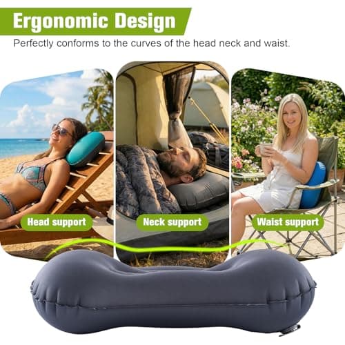 JetsCush Camping Pillow Inflatable Lightweight Travel Pillow Grey — view 4