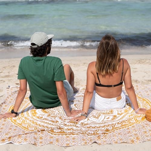 MOMOMUS Sand Free Beach Blanket Extra Large Lightweight Mat Brown 210x230cm — view 4