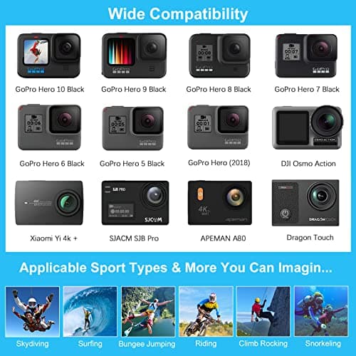 Artman Action Camera Accessories Kit 60-In-1 for Hero 13 12 11 10 9 Insta360 X5 X4 X3 X2 GO3S DJI OSMO Action 6 5pro 4 Osmo 360 SJCAM DBPOWER AKASO VicTsing APEMAN WiMiUS QUMOX Lightdow Sony Sports DV — view 3