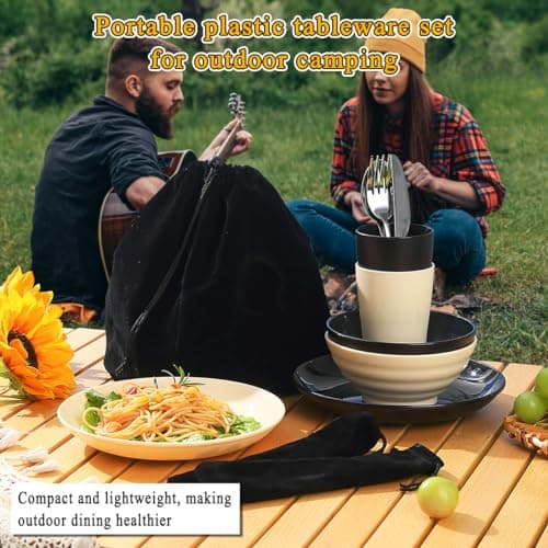 Kyraton Camping Utensils - Mess Kit for Travel, Picnic, Outdoor, Gear Include Knife, Spoon, Fork Cutlery Set, Cup, Bowl, Plate - Camping Essentials for 2 — view 3