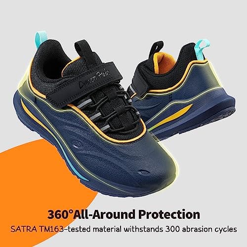 DREAM PAIRS Waterproof Boys Fashion Trainers,Dark Blue/Black,3 Big Kid — view 4