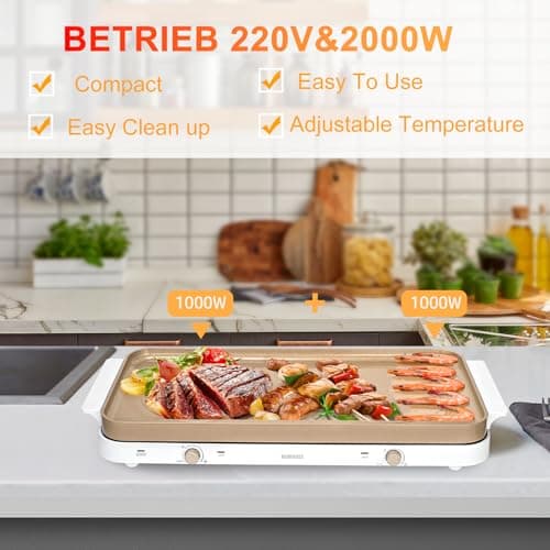 AEWHALE 2-in-1 Electric Griddle & Hot Plate, portable hob Gold — view 6
