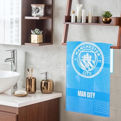 MANCHESTER CITY F.C. Bath Towel for Men Women Teens Boys 100% Cotton Quick Dry Football Crest Beach Towel Swim Gym Holiday Shower Supporters' Gear 137 x 69cm (Blue, 137x68.5cm) — view 5