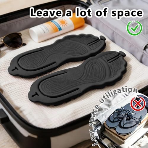 ZOORON Flip Flops for Women Men Shower Shoes Foldable Beach Sandals Travel Slippers for Women Lightweight Non-Slip Quick Drying, Black, (1 Pack-Black), 27.0~29.0 cm — view 5