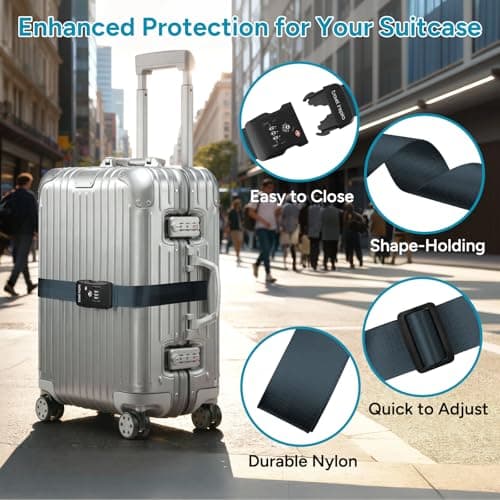 travel inspira TSA Approved Luggage Straps, Suitcases Identifier (Navy) — view 5