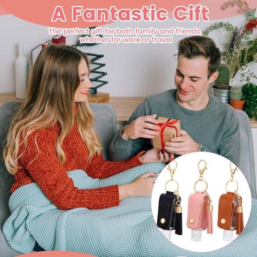 oruola 3 Pcs Hand Sanitiser with Clip,30 ml Hand Sanitiser Keyring,Mini Hands Sanitizer Keychain for Travel Lotion Liquid Soap Shampoo (Black Pink Brown) — view 4