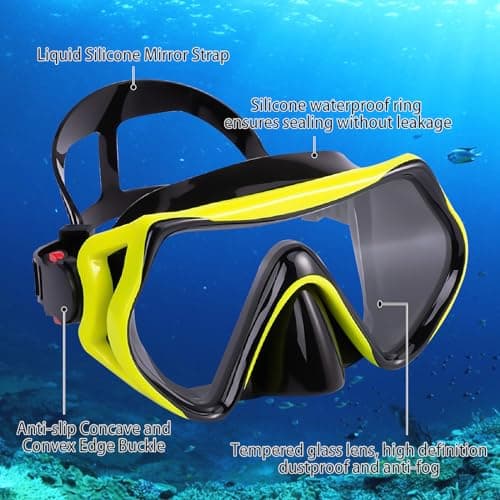TUDIVING Snorkeling Gear for Adults,Anti-Fog Panoramic View Swim Mask Dry Top Snorkel Kit,Snorkel Mask Set for Snorkeling Scuba Diving Swimming Travel with Carry Bag (Black) — view 3