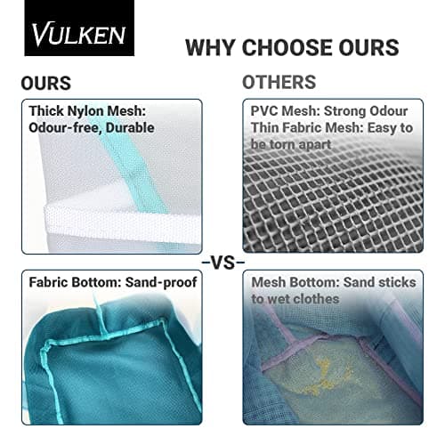 Vulken 42L Extra Large Mesh Beach Bag. 9 Pockets Top Zip Tote Bag, Turquoise — view 6