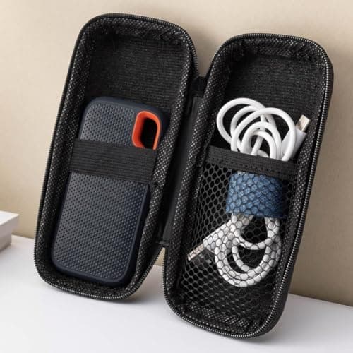 Kivivaka Portable Hard Drive Case Shockproof EVA Shell - Tech Pouch for Cables and Earphones - Travel Accessories Organizer 15x7x3cm — view 3
