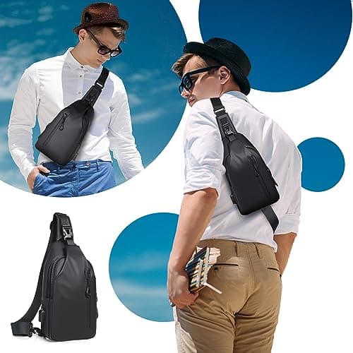 Jupsk Sling Bag Crossbody Backpack Chest Shoulder Bag Waterproof Sling Rucksack Bag for Men Women Lightweight Casual Daypack Backpack with USB Charging Port for Sports Traveling — view 5