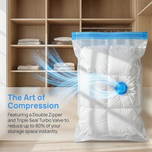 3 Pcs Space Saver Bags Vacuum Storage Bags Small Compression Zipper Storage Bags Vacuum Pack Bags for Clothes, Vacuum Bags for Clothes Travel Home, with Airtight Valve, 70 x 50 cm — view 4