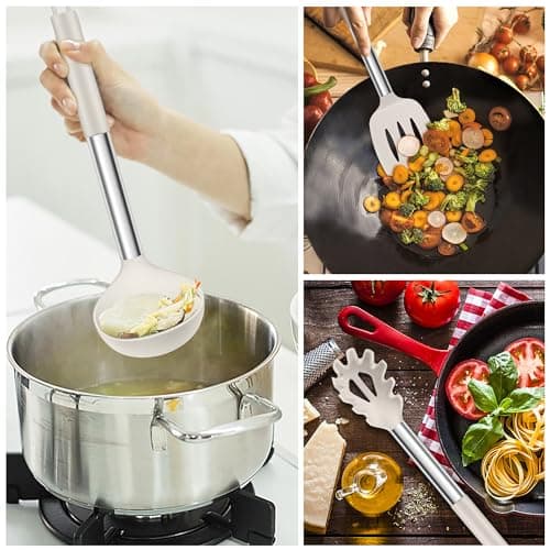 Herogo 6 Pcs Kitchen Utensil Set for Non-Stick Cookware Pan Cooking, Khaki — view 5