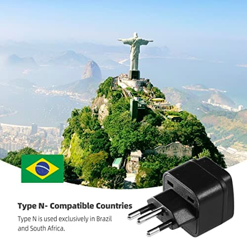 LUKELI 4 Pack UK to BRAZIL Plug Adapter Travel Plug to Brazil UK to Brazilian 3 pin plug Converter Power Adapter for BRAZIL and PARTS of South Africa (Black 4 Pack) — view 2